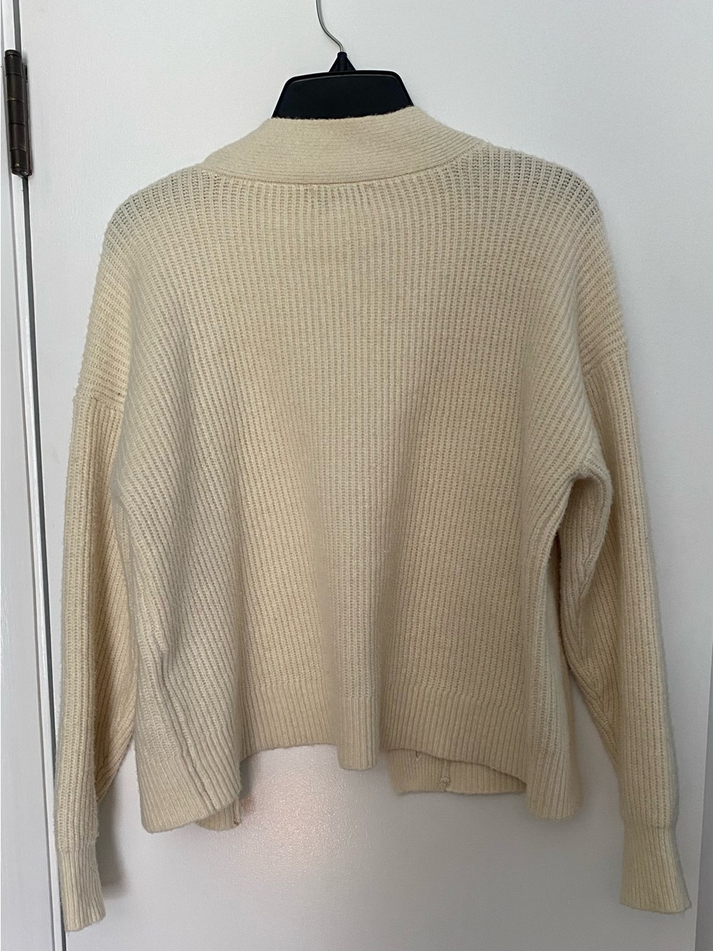 Cream Button-Front Rib Knit Cardigan - Picture 8 of 8